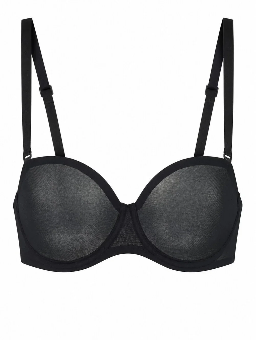 SKIMS Ultra Fine Mesh Underwire Strapless Bra Onyx Black 42H NWT